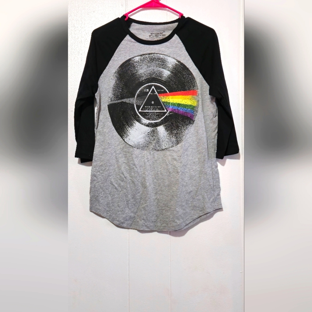 Pink Floyd Gray and Black Long Sleeve Tee with Prism Design